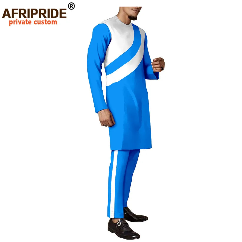 Tracksuit Men African Clothing Long Coats and Trousers 2 Piece Set Traditional Outfits Dashiki Outwear Wax Attire A2016036