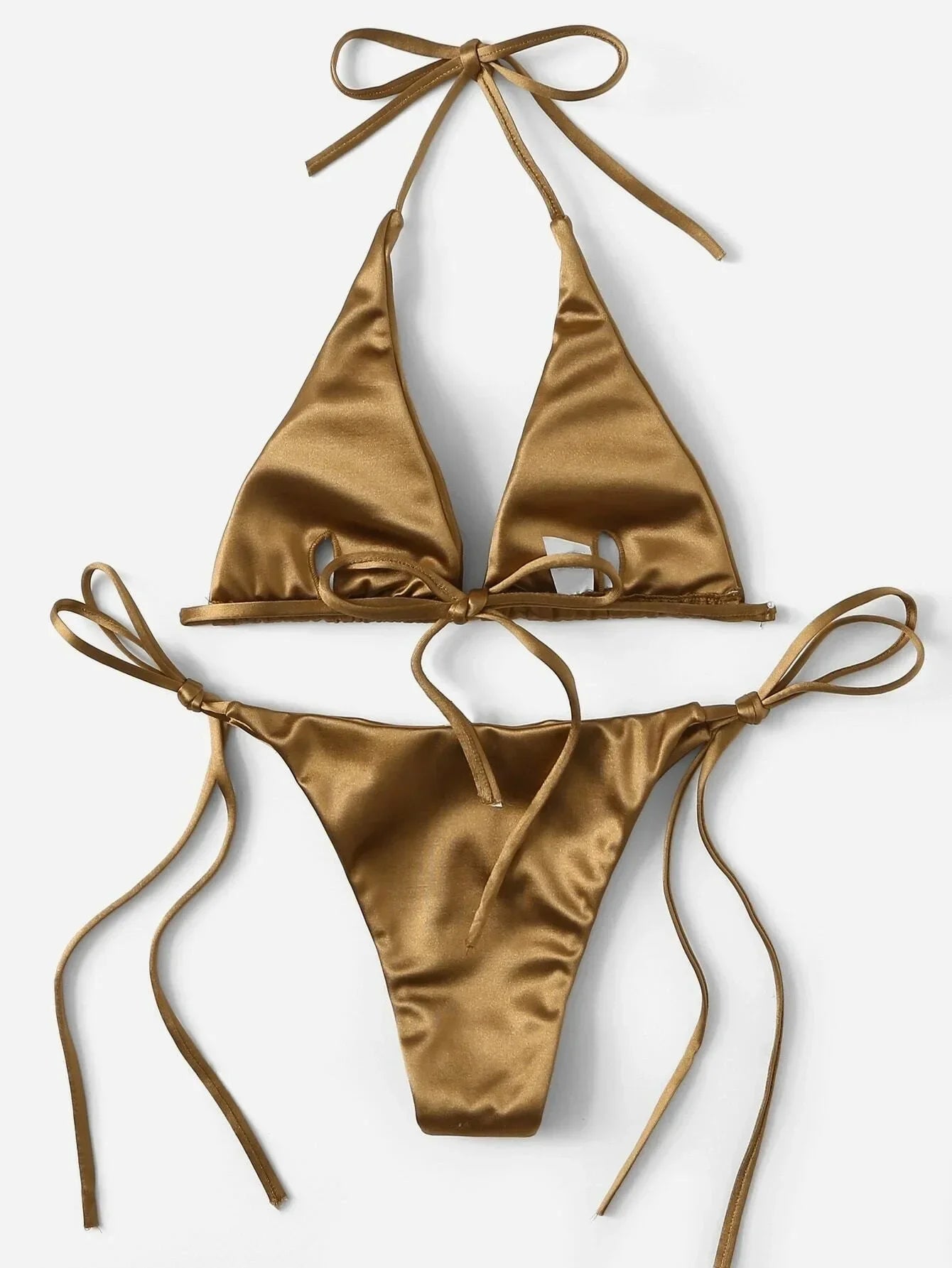 Sexy Halter Satin Brazilian Bikini Women Swimwear Female Swimsuit Two-pieces Bikini Set Bather Bathing Suit Swim Women Swimsuit