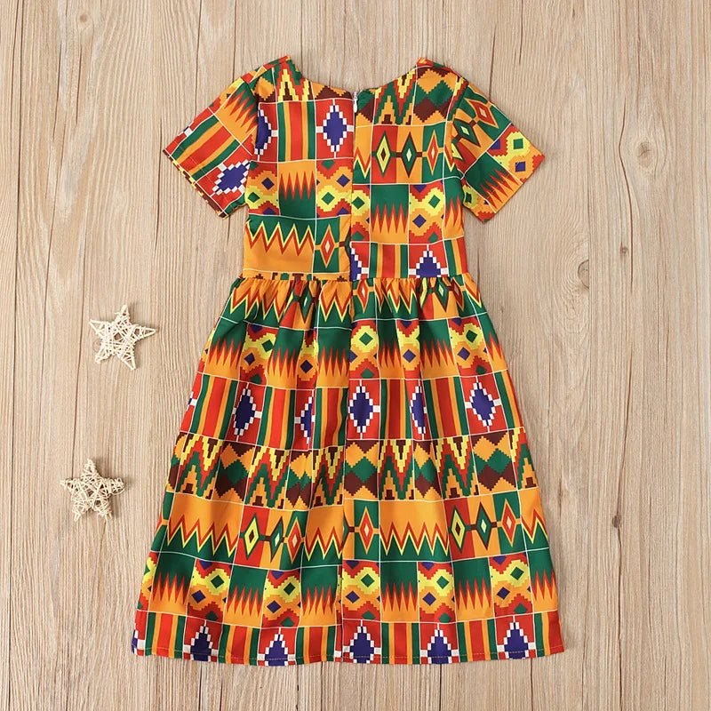 African Clothing National Print Summer Bohemian Style Kids African Kanga Clothes Beach Dress Vacation Hoilday Party Costume