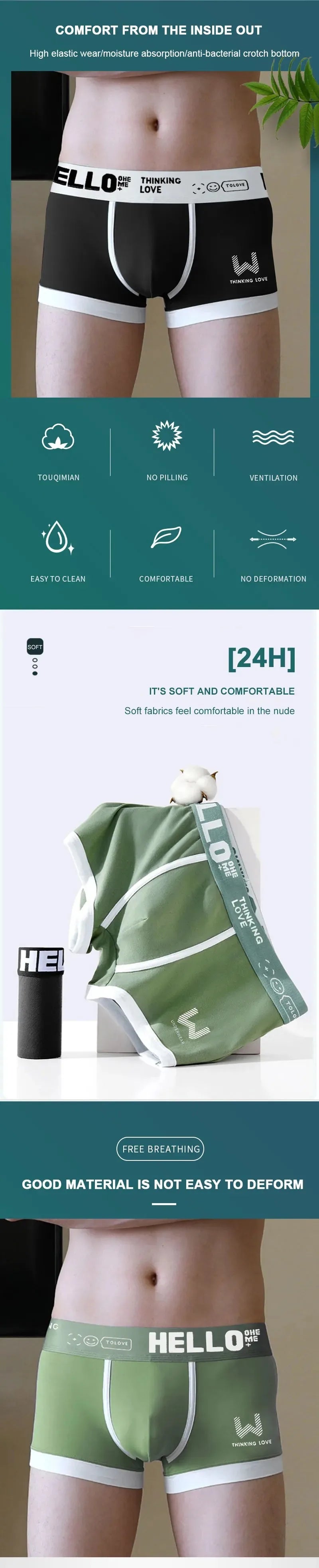 Men's Underwear Cotton Underwear Letter Waistband Comfortable Breathable Soft High Elasticity Boxer Fashion Casual Sports Shorts