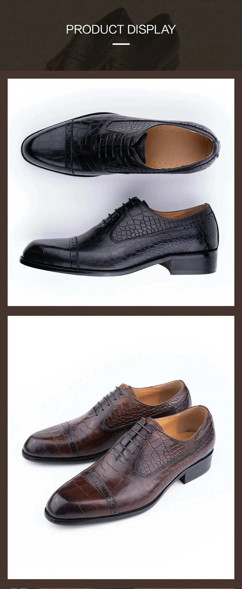 New Printing Luxury Formal Men's Shoe Genuine Leather Evening Party Office Classic Model Oxford Lace Up Formal Office Dress Shoe