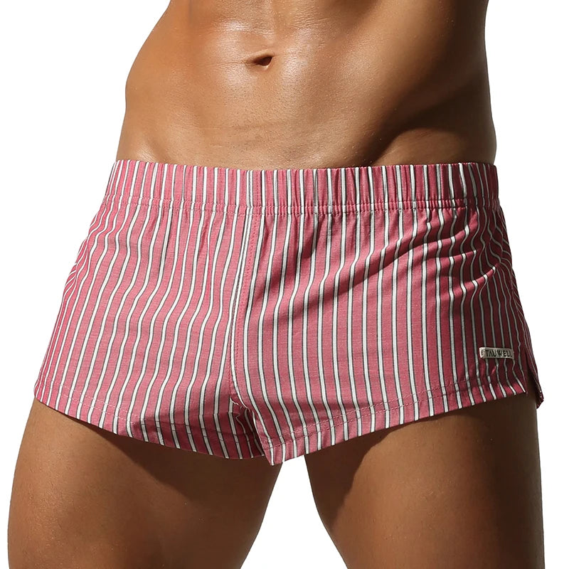 Mens Cotton Boxers Funny Woven Pattern Plaid Boxer Shorts Inseam Pajamas