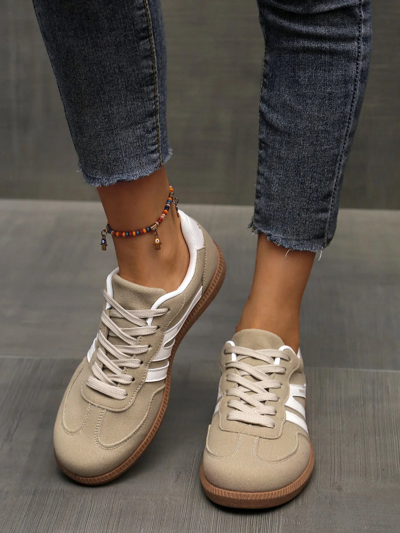 Mix Color Women's Autumn Sneakers Fashion Splicing Flat Heel Vulcanized Shoes Female Lace-Up Non-Slip Pu Leather Casual Shoes