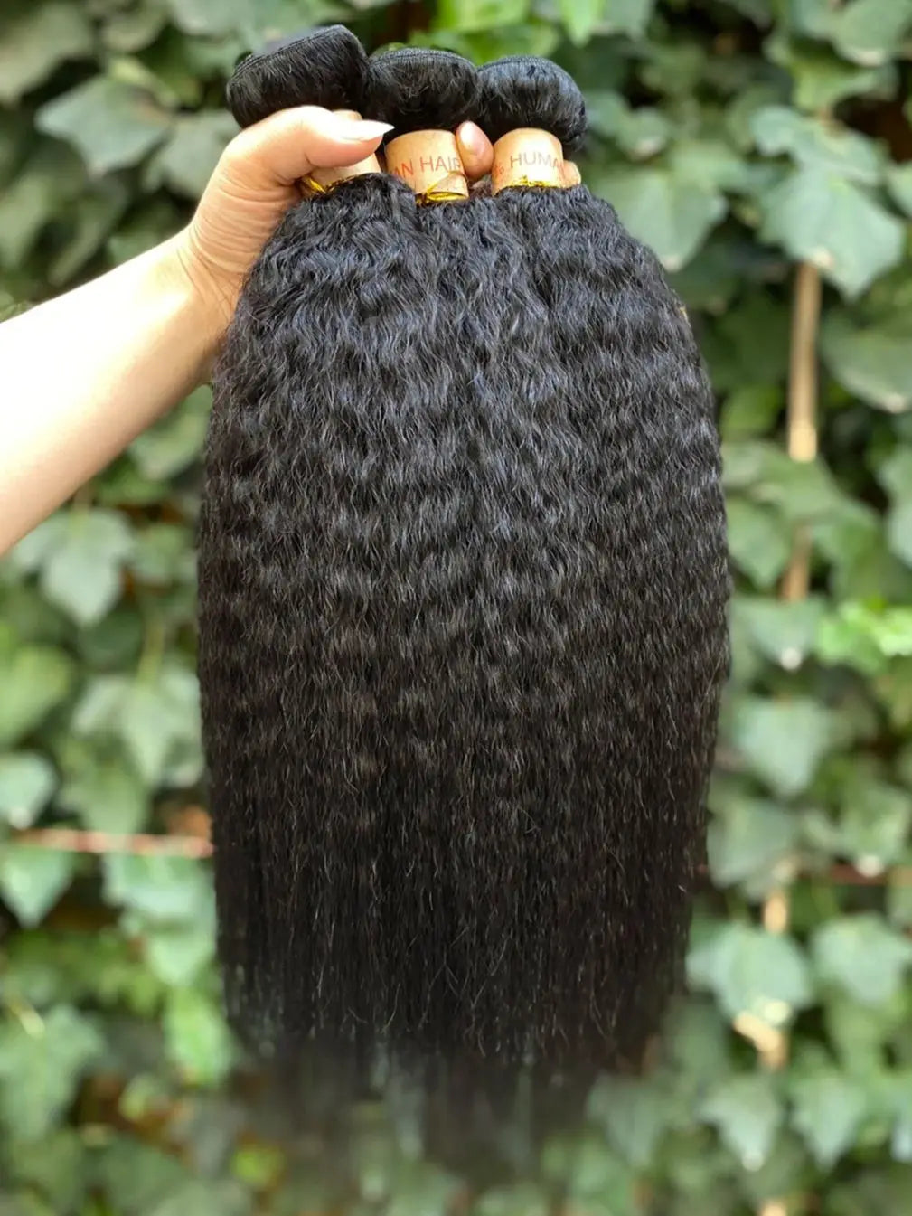 HairUGo Brazilian Kinky Straight 1/3 Bundles Remy Yaki Straight Bundles Human Hair Extensions Natural Color Human Hair Weave