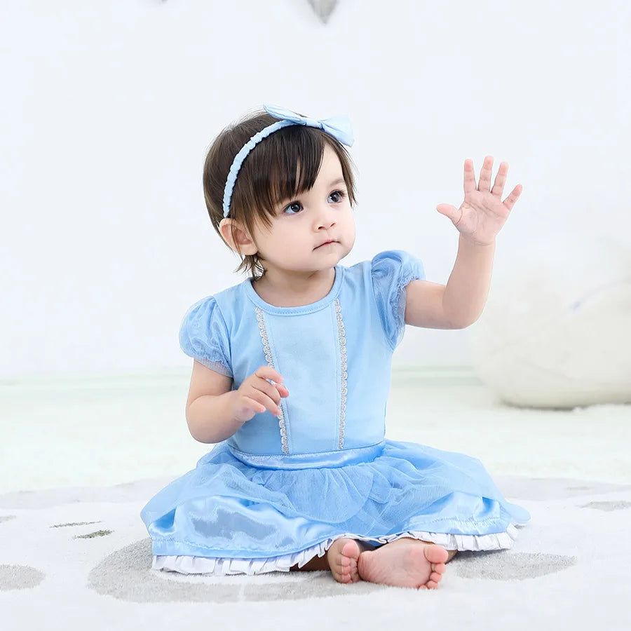 Baby Girls Costumes Kid Romper Tutu Dress with Headband Infant Baby Girl Princess Alice Clothes Aurora Belle Dress Party Costume