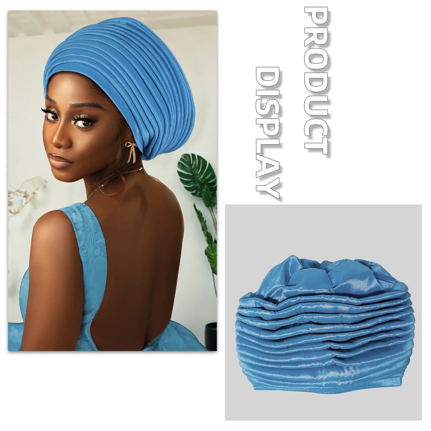 New African Auto Gele Headties Muslim Turban Hijab for Women Pleated Bonnet Indian Cap Nigeria Head Wrap Hat Wedding Geles Scarf