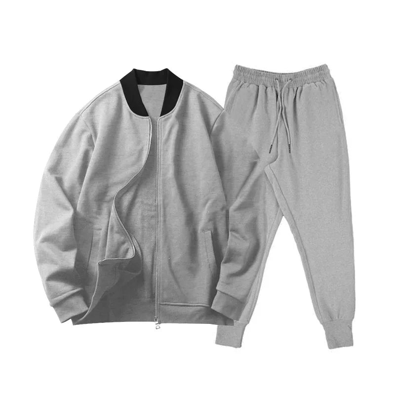 Autumn new solid color jacket men trendy shoulder design stand-up collar large size suit spring and fall fashion