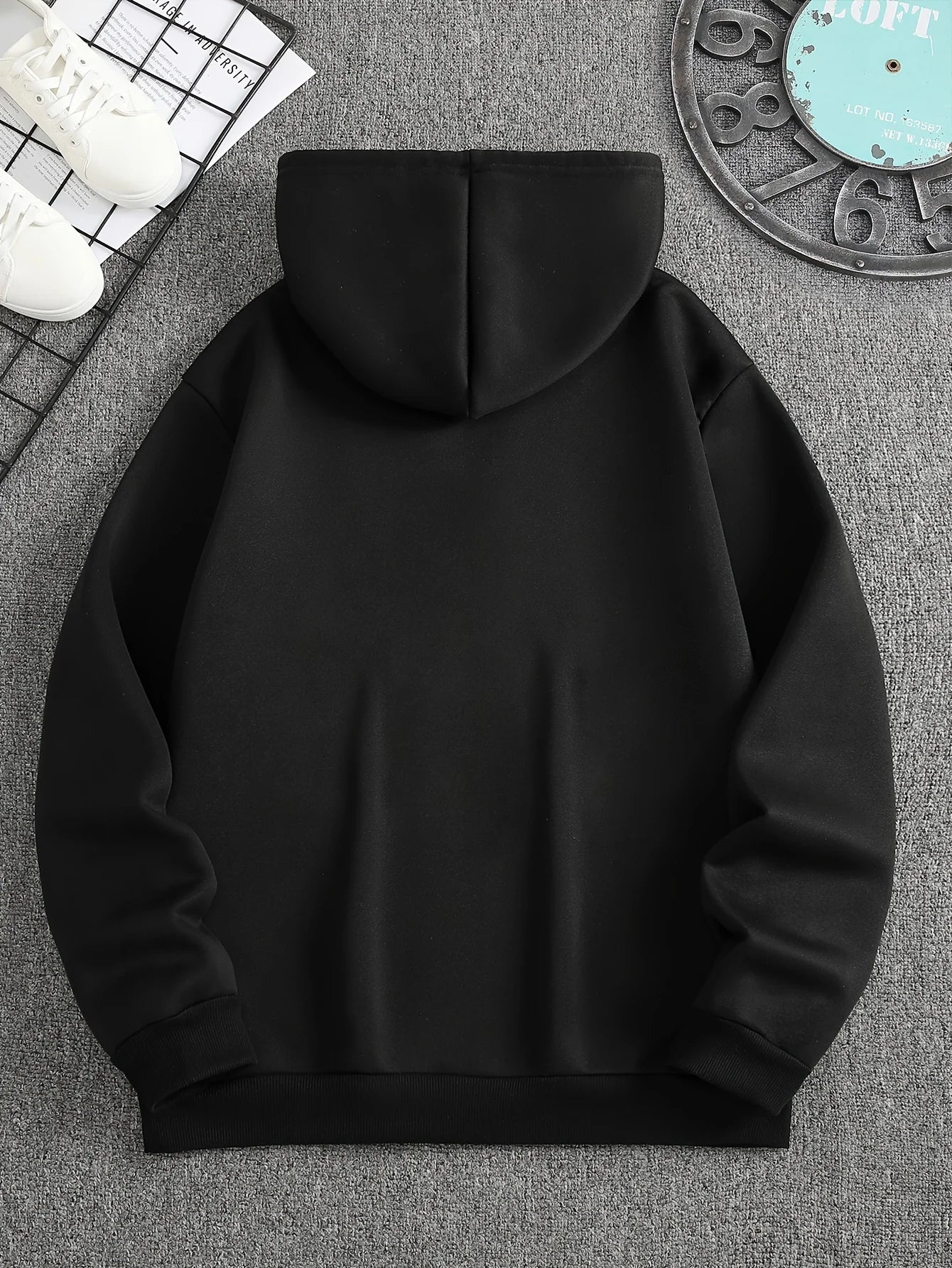 Men's autumn and winter casual fashion loose Brooklyn New York letter printed long sleeved hooded sweatshirt warm pullover BAZAARHUBO