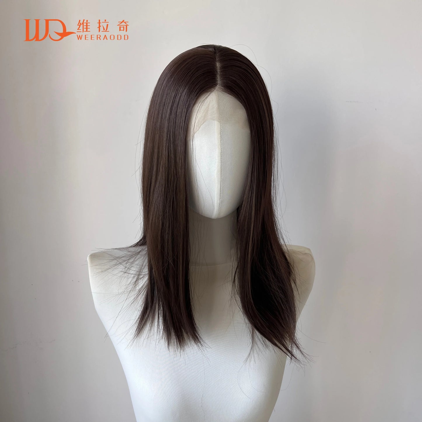 Dark Brown Shoulder Length Synthetic Lace Front Wigs for Women 13x4 Glueless Middle Part Synthetic Wigs 150% Density Natural