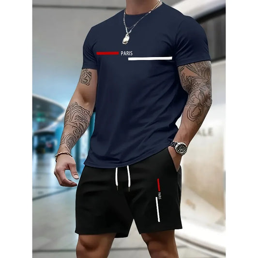 New men's sportswear set casual shorts and T-shirt set breathable modern two suitable for outdoor activities Men's clearance