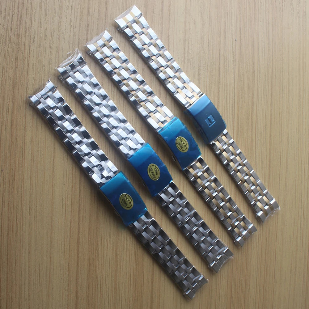 Watchbands Bracelet For 1853 PRC200 T17 T461 T055 T014 Men Fold Clasp Strap Watches Accessories Stainless Steel Watch Band Chain