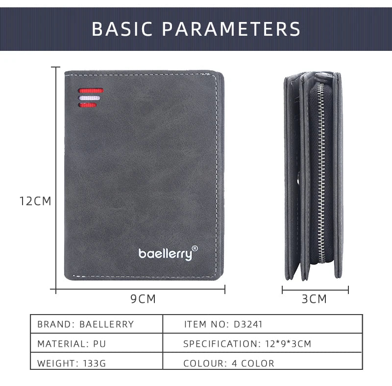 Baellerry New Men Wallets High Quality Brand Card Holder Short Male Purses Zipper Coin Pocket Large Capacity Men's Wallet