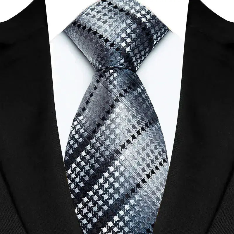 Classic 8CM Polyester Ties For Men Formal Business Silver Gray Paisley Stripes Dot Neckties Handmade College Shirt Neckwear BAZAARHUBO