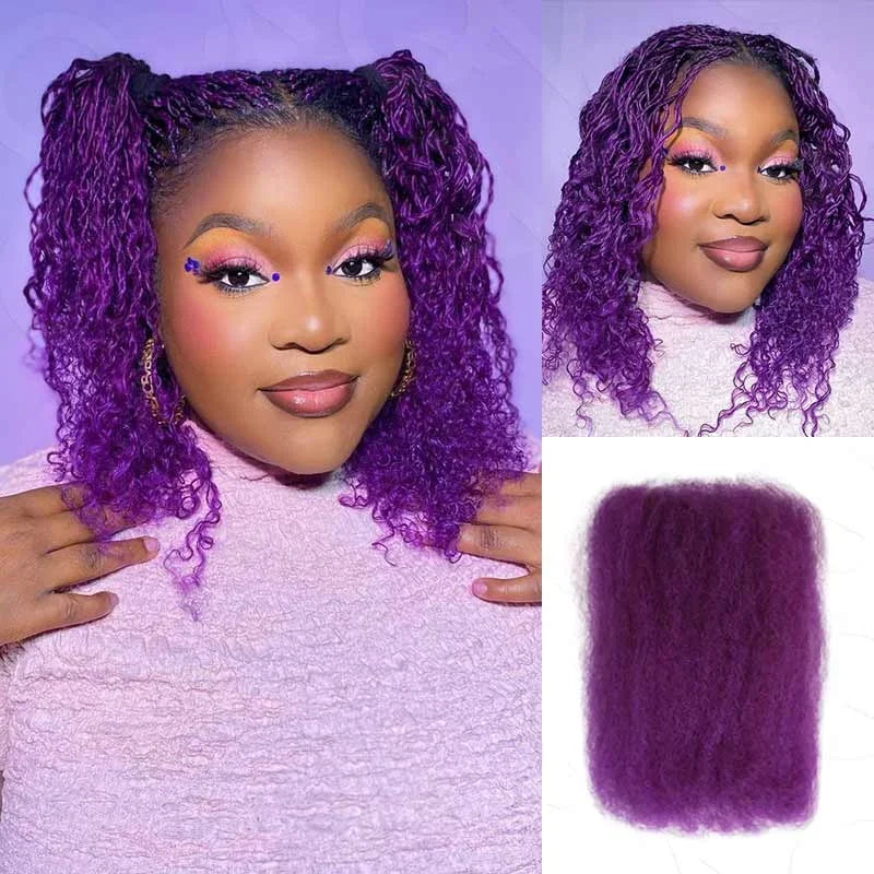 QVR Afro Kinky Bulk Hair No Attachment QVR Afro Curly Bulk Human Hair Rebecca Virgin Remy Dreadlock 50G/Pack Highlight Braids