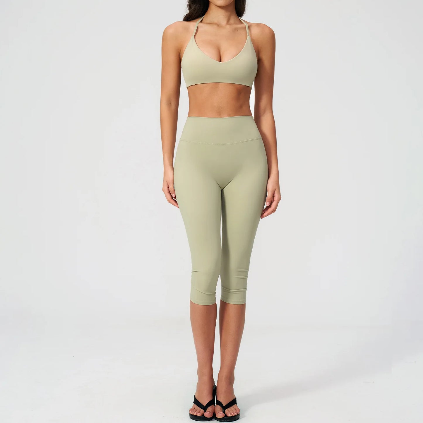 Sports Set Two Pieces Yoga Set Women's Sports Set Quick Drying Short Sleeve Fitness Set Gym Running Slim Capri Pants Sportswear