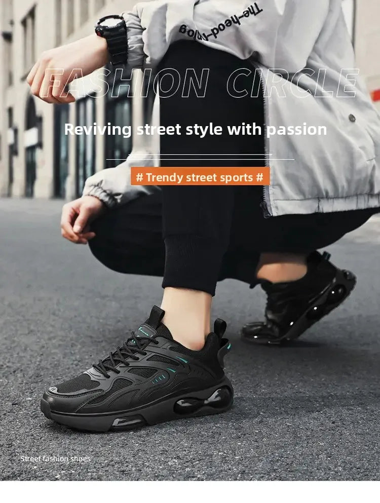 Spring Hot Sale Of The Season Men's Dad Shoes Fashionable Breathable Lightweight Air Cushion Shock Absorption Thick Bottom Simpl