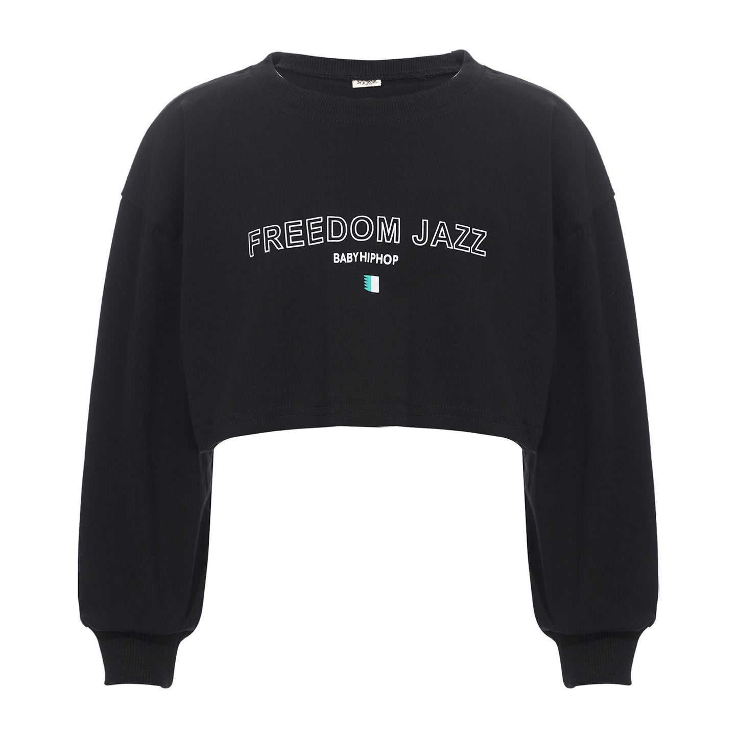 Kids Girl Long Sleeve Fashion Crop Top Casual Loose Pullover T-shirt for Hip-Hop Jazz Street Dance Performance School Daily Wear