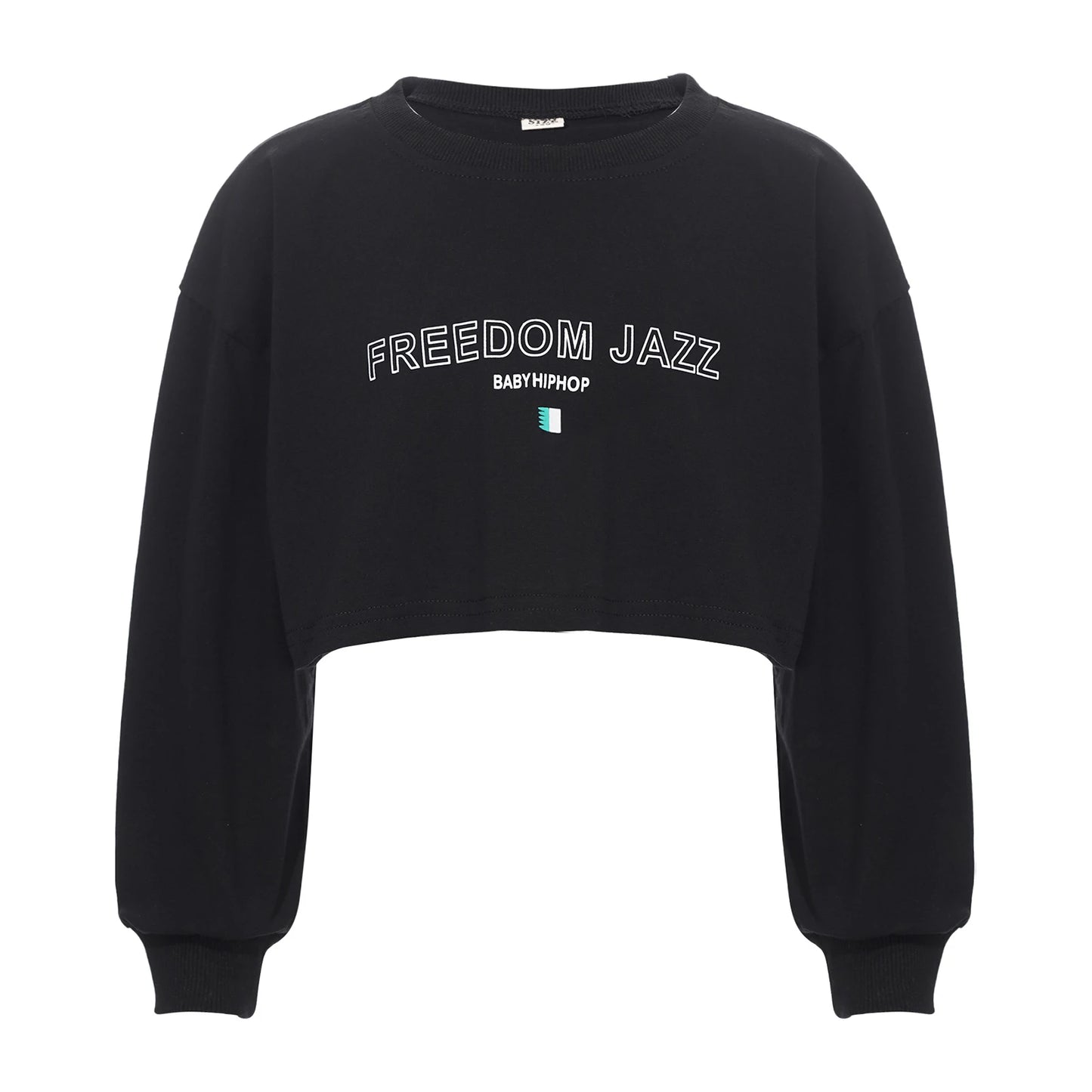 Kids Girl Long Sleeve Fashion Crop Top Casual Loose Pullover T-shirt for Hip-Hop Jazz Street Dance Performance School Daily Wear