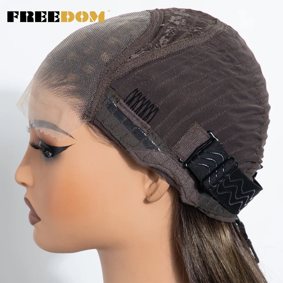 FREEDOM Synthetic Lace Front Wigs For Women 20" Layered Ombre Brown Blonde Wig 6x4 Pre-plucked Easy Wear And Go Glueless Wigs