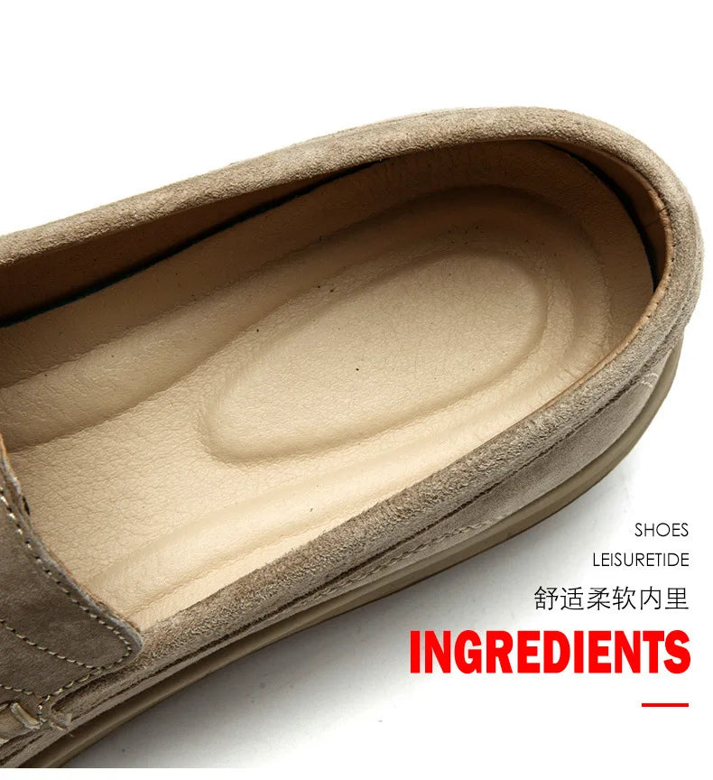 Men's Suede Casual Leather Shoes Fashionable Breathable Comfortable Driving Shoes Men Shoes