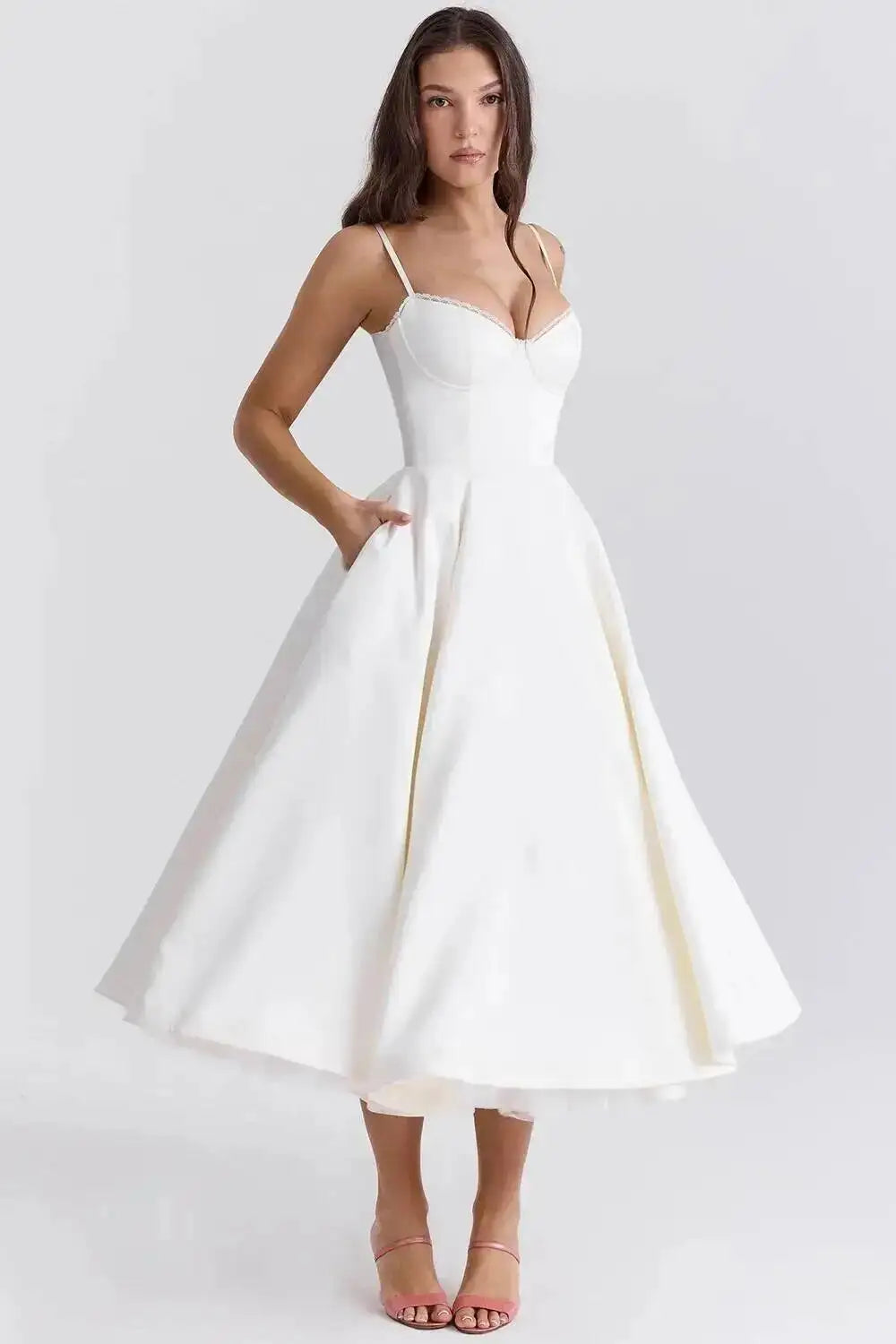 2026 Spring/summer High End Satin Strapless Heavy Industry French Waist Strap Sexy Hot Girl Medium Long Dress Women Elegant