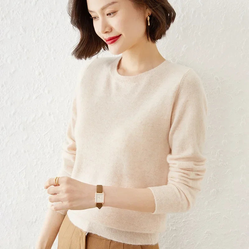 Autumn Winter Women's Sweater O-neck Cashmere Solid Pullovers Slim Bottoming Shirt Long Sleeve Casual Basic Pull Femme Sweater