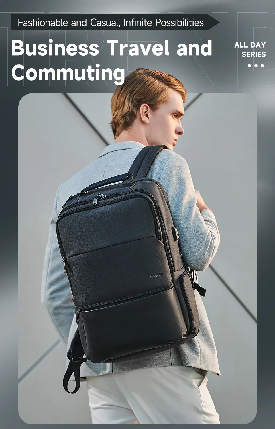 Tigernu Travel Backpacks For Men 15.6 17 19'' Laptop Backpack Male Business Backpack Bags For School Backpack Mochila Knapsack