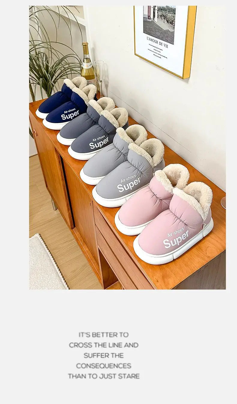 Winter Plush Men Cotton Shoes Warm Plush Men House Slippers Outdoor Soft Non Slip Women's Shoes Casual Furry Men Shoes