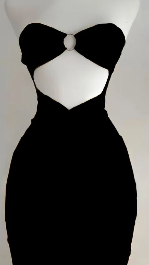 The 2025 summer new solid color sleeveless sexy strapless cutout long dress from Europe and America
