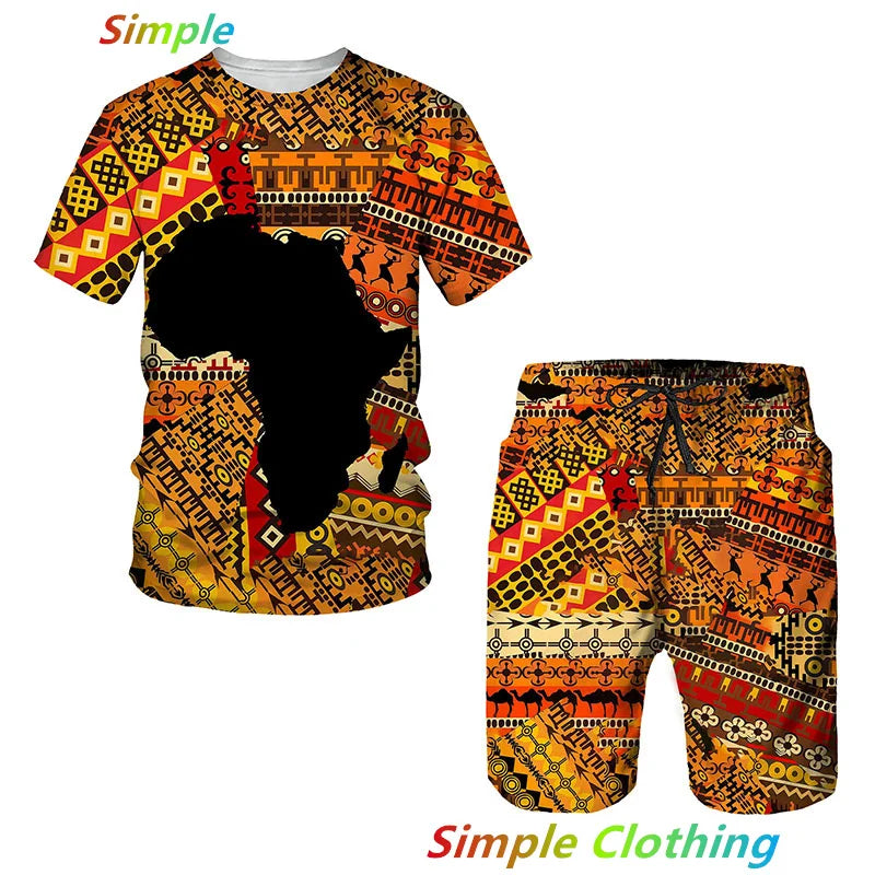 Men Tracksuits Clothing African Ethnic Style 3D Print Kids Sets Women T-Shirts Beach Board Shorts Swimwear Tees Tops Clothing