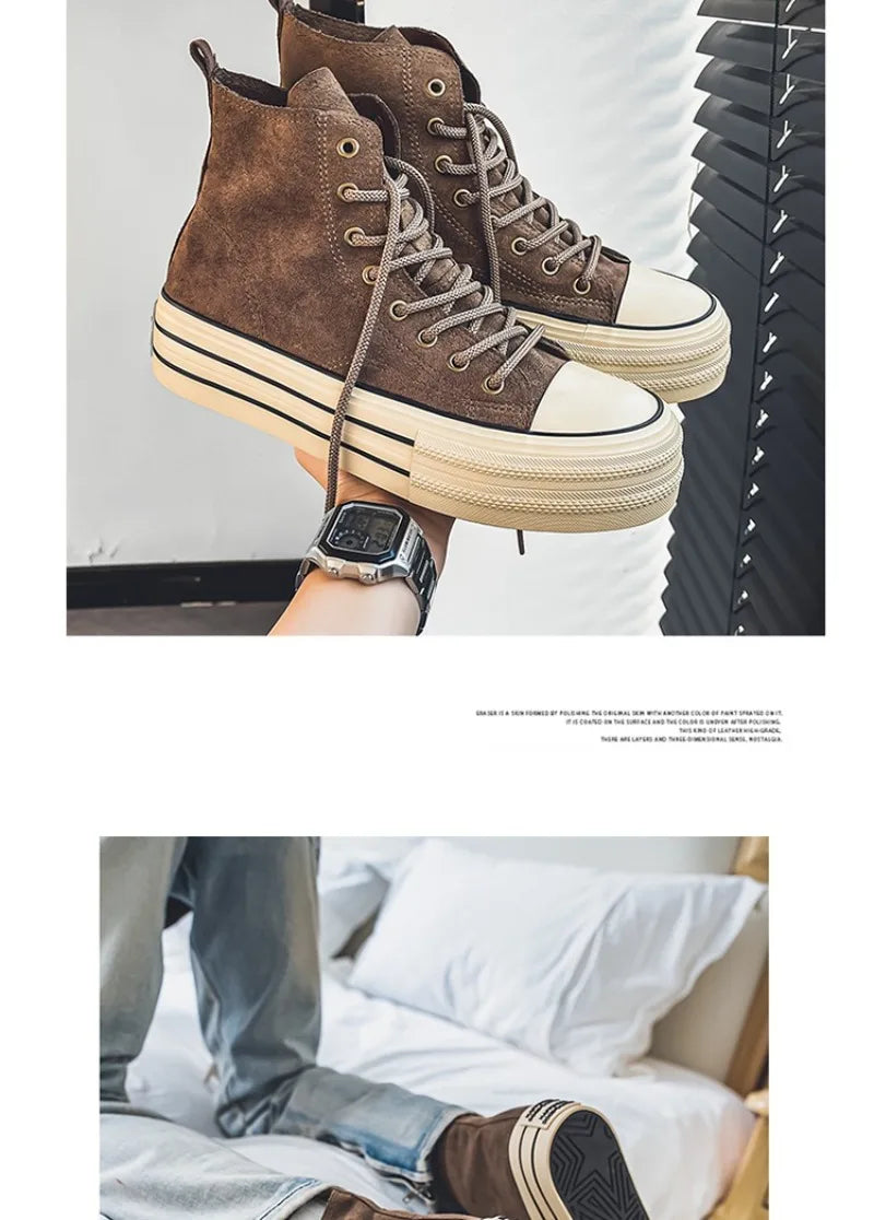 Couple Sneakers Classics Denim Canvas Shoes Fashion High Top Casual Shoes Platform Vulcanized Shoes for Men Lace Up Ankle Boots