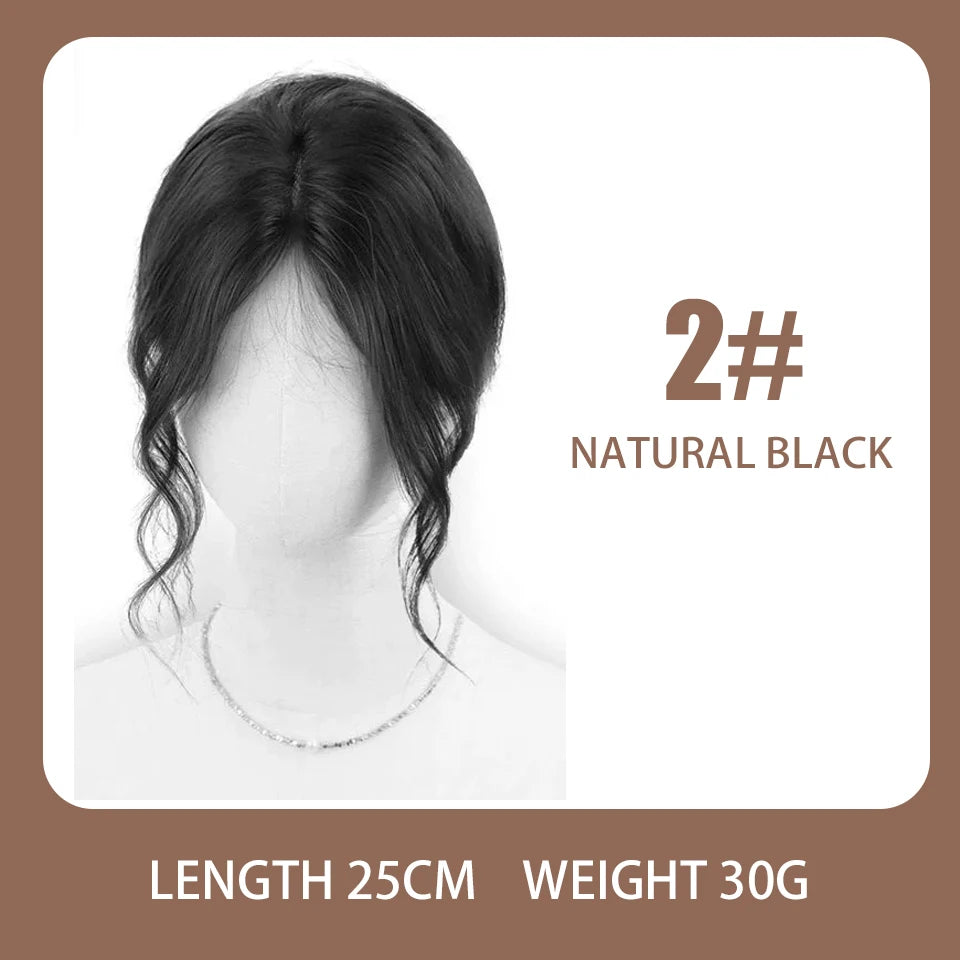 Invisible Middle-part Bangs For Girl Synthetic Hair Topper Clips on Fringe Hairpiece With Two Sides Temple Natural Fake Bangs