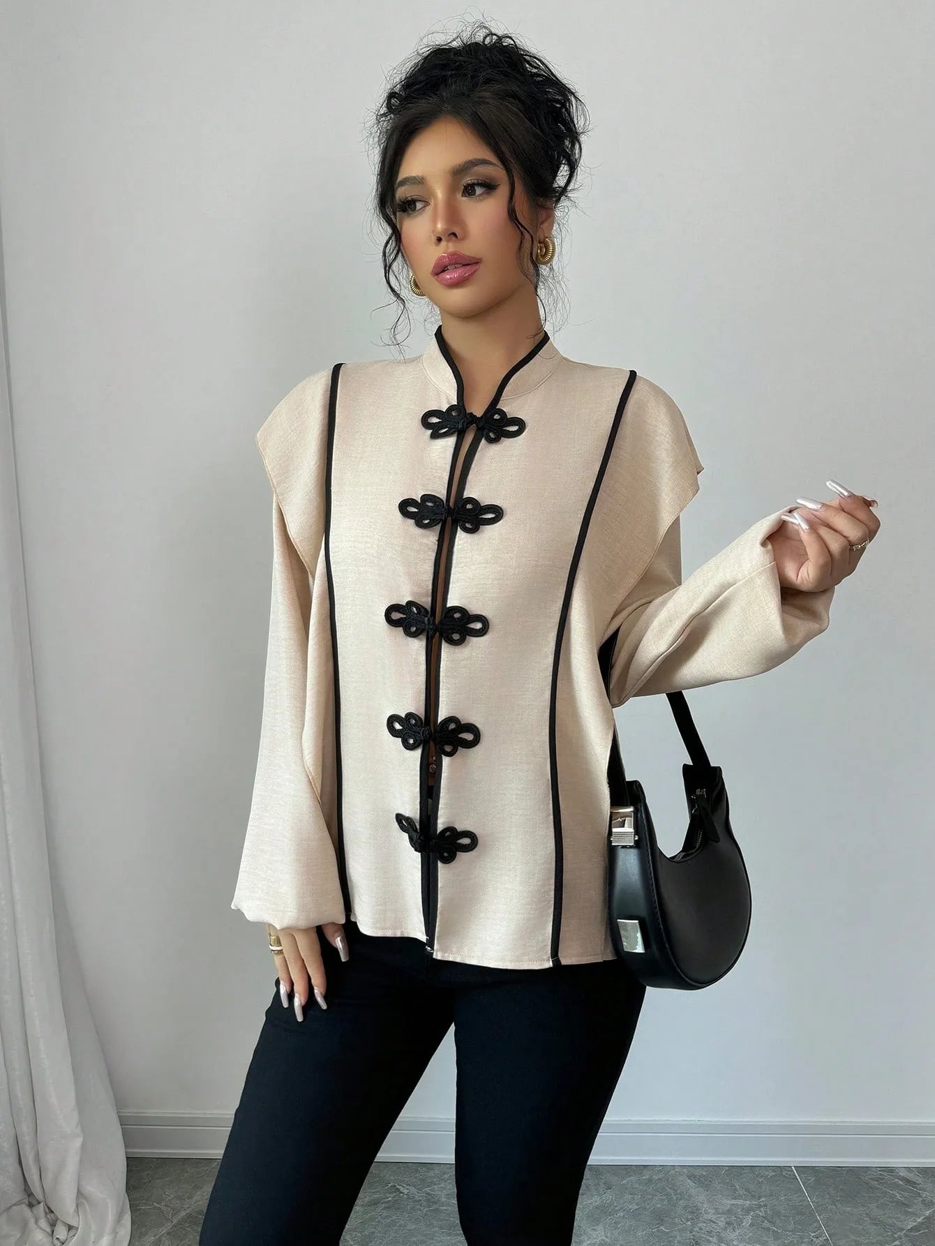 fashion Europe America Features Chinese Knot Design Long-sleeved Ethnic Style Which Casual The New Cross-border Women Shirt