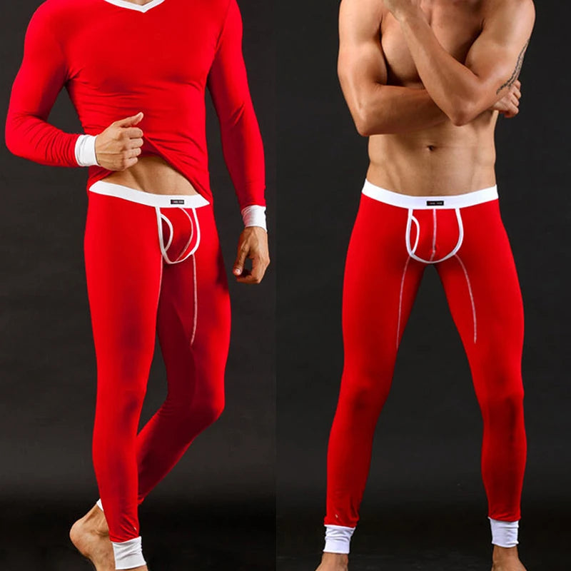 Mens Thermal Underwear Low Rise Modal Base Layer Open Front Pants Autumn Warm Thin Stretchy Comfortable Leggings