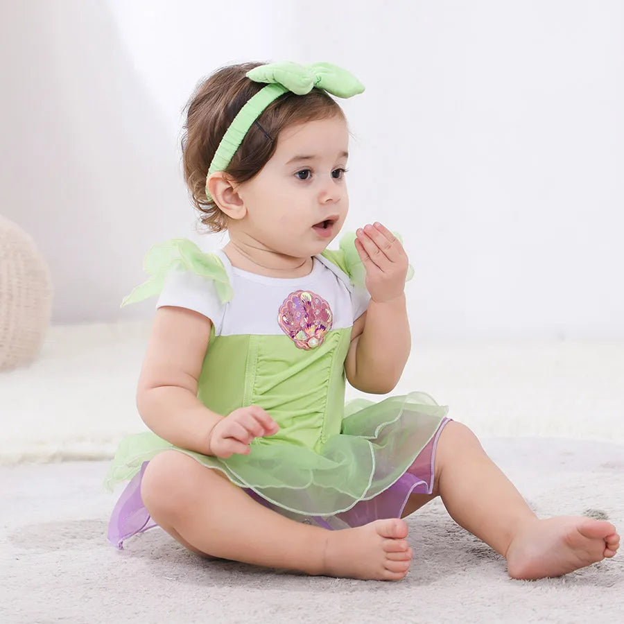 Baby Girls Costumes Kid Romper Tutu Dress with Headband Infant Baby Girl Princess Alice Clothes Aurora Belle Dress Party Costume
