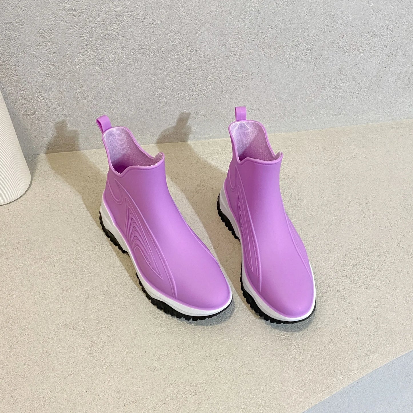Women Rainboots Slip-on Waterproof Girls Ankle Boots PVC Anti-Slip Spring Autumn Rain Shoes Platform Woman Fishing Rubber Shoes