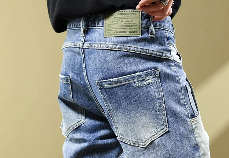 Jeans for Men Tapered Harem Mens Cowboy Pants Stylish Trousers Slim Fit Boot Cut Luxury Casual Loose Stretch Harajuku Elastic Xs