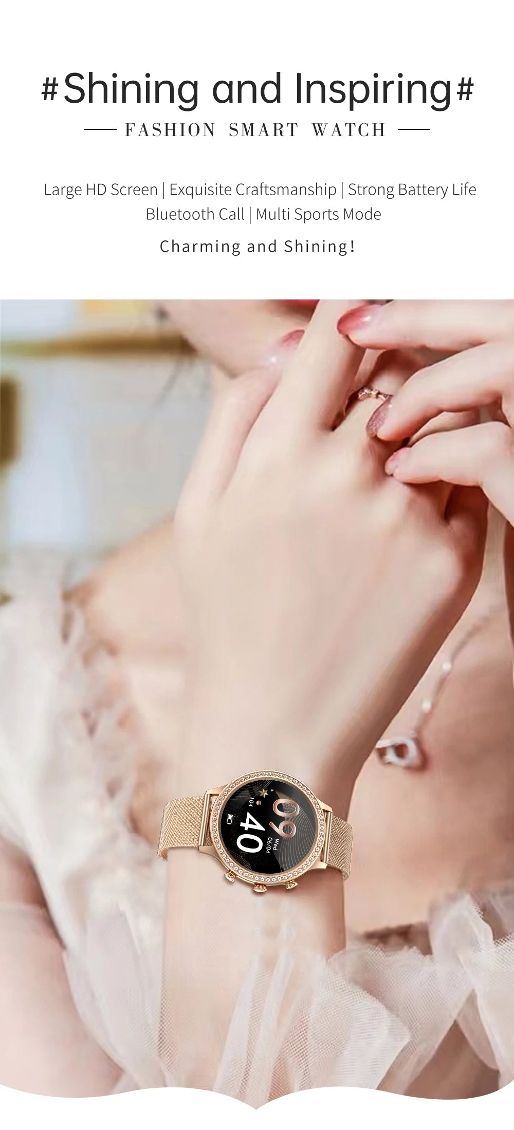SmartWatch Women Bluetooth Call Smart Watches HD Large Screen Watches Multi-sport Mode Heart Rate Monitoring Strong Battery Life