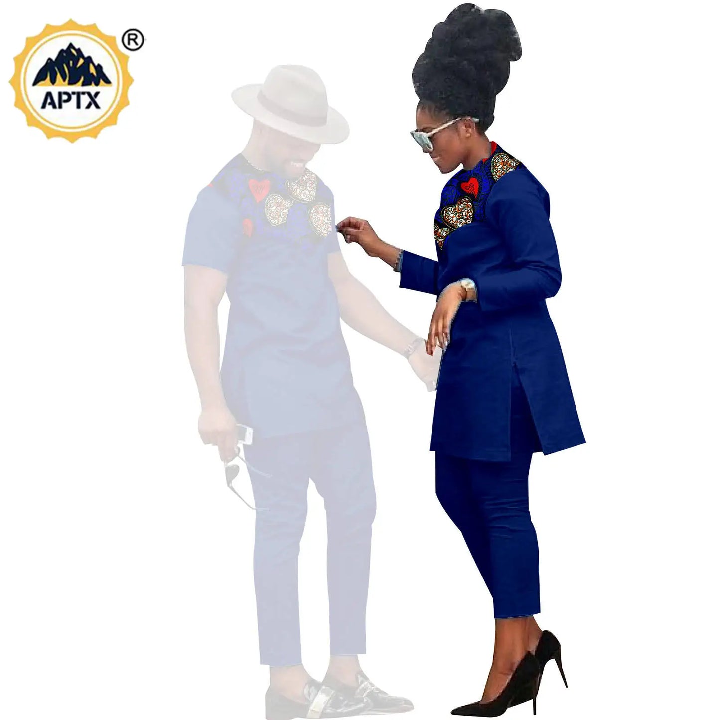African Men Suits Bazin Riche African Couple Clothes Women Sets Matching Men Outfits Kaftan Patchwork Top and Pant Sets S20C001