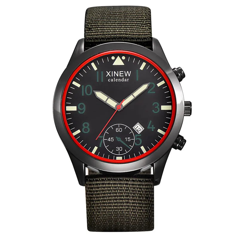 XINEW Cheap Brand Watches For Men Students Fashion Simple Leather Band Army Sports Date Quartz Watch Relogios Masculinos 2024