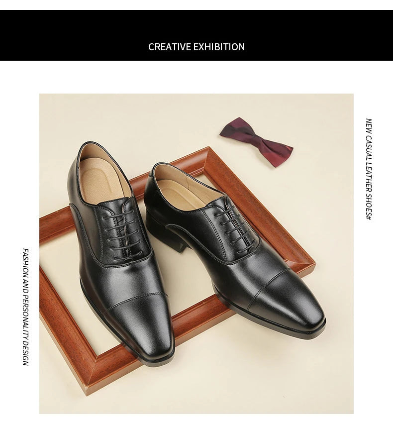 Genuine Leather Mens Dress Shoes Black Formal Social Shoe Male Business Wedding Derby for Man Luxury Italian Oxford Loafers 2024