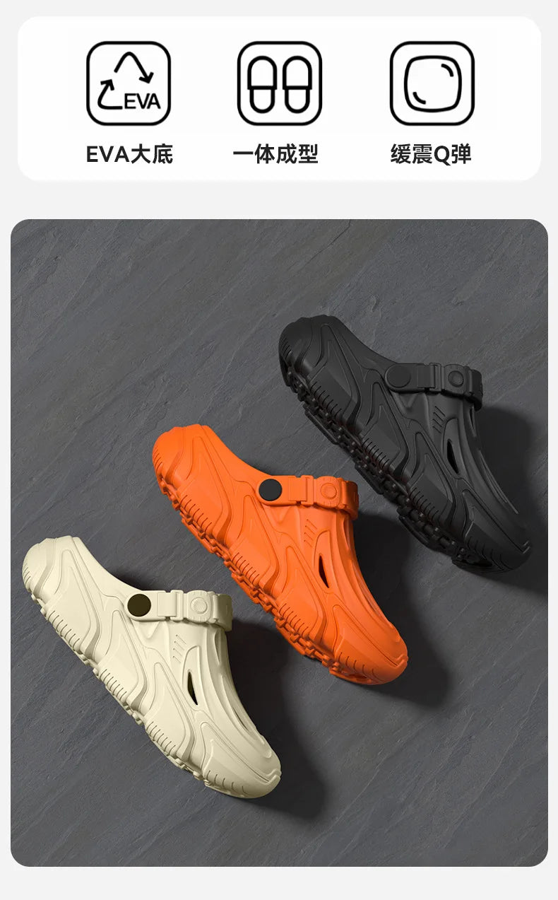 Thick soled perforated shoes for men, 2026 new model for home use, anti slip, wear-resistant, breathable and not tiring