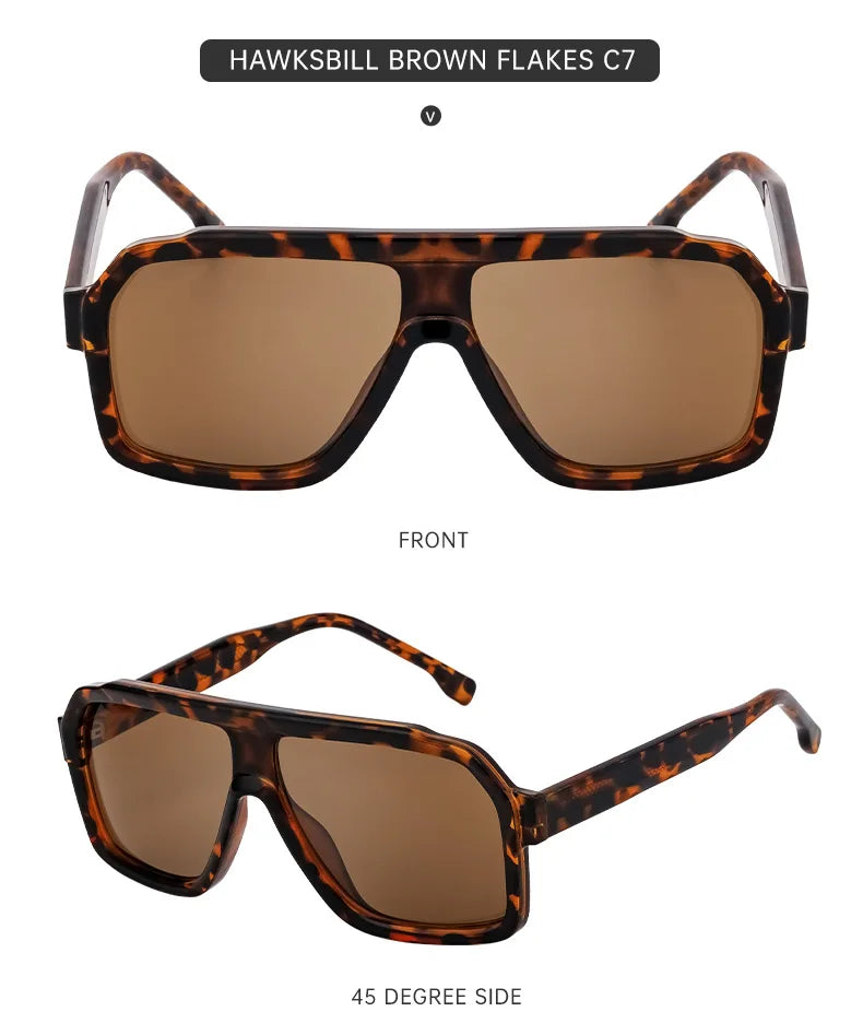 Retro Pilot Men Sunglasses Fashion Clear Gradient Shades UV400 Women Luxury Square Sun Glasses BAZAARHUBO