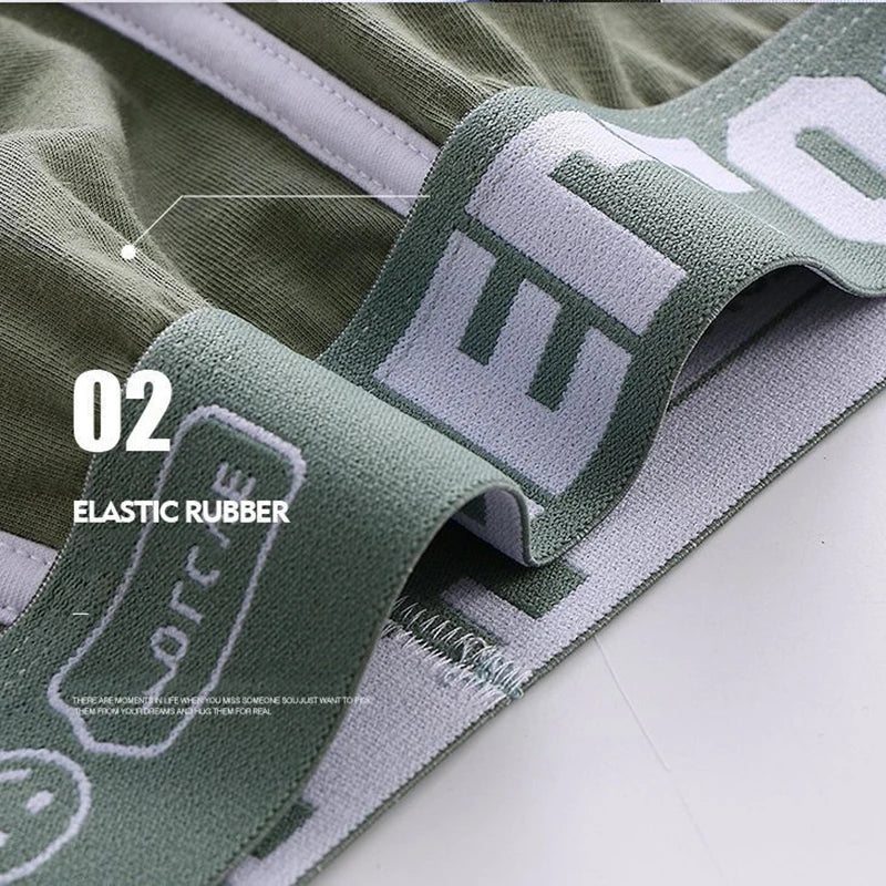 4Pcs Men's Cotton Underwear BoxerShorts Man Panties Mens Boxers Breathable U Convex Comfort Male Underpants Sexy Male Boxers