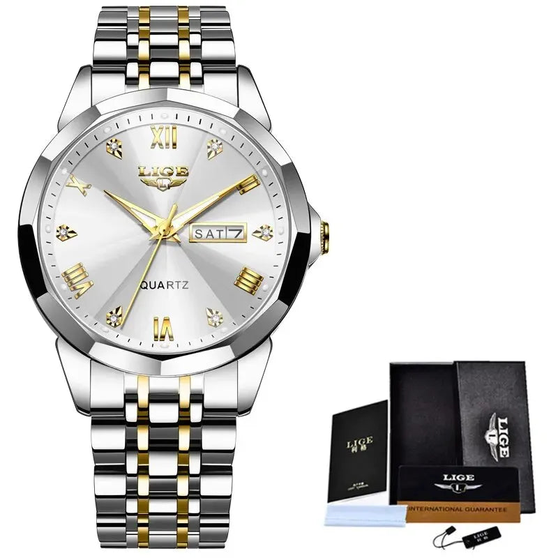 LIGE New Quartz Watch For Men Top Luxury All Steel Design Fashion Business Wristwatch Men Waterproof Watches Man Montre Homme
