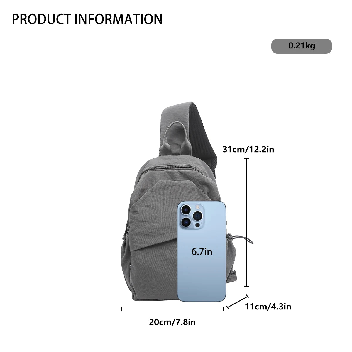 Men's Chest Bag, Fashionable Chest Messenger Bag, Niche Waist Bag, Large-Capacity Casual Commuter Shoulder Bag, Mountain Climbing
