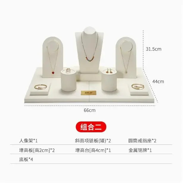 High end showcase jewelry display props, rings, necklaces, earrings display racks, counters, jewelry display sets, and tables
