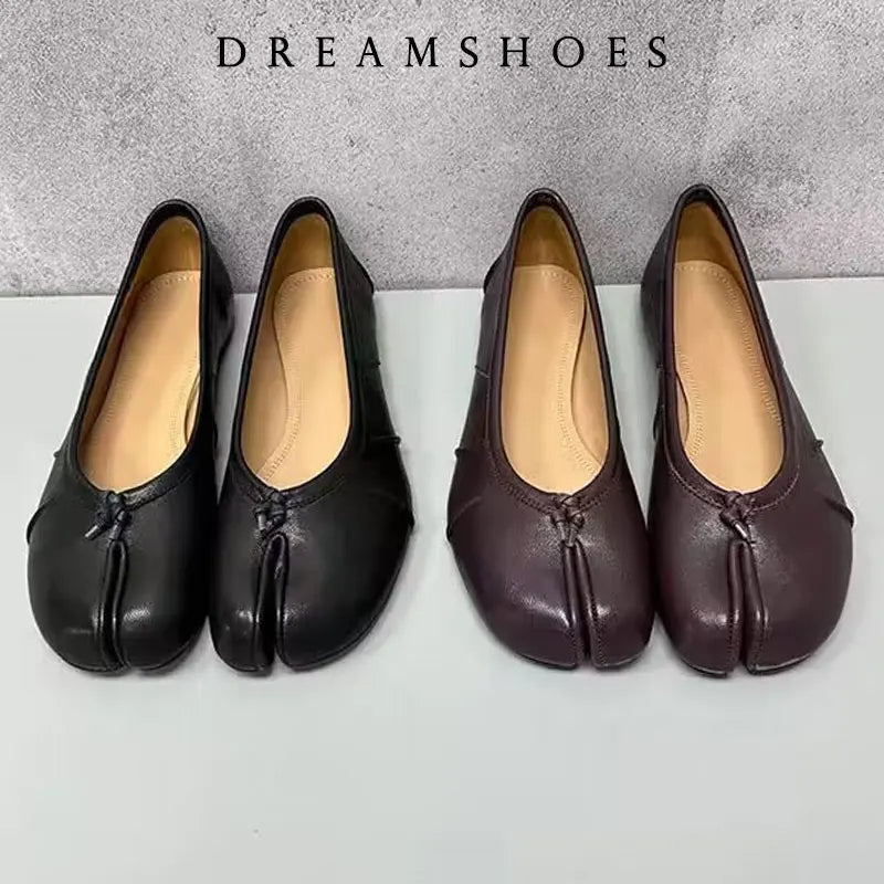 Women Tabi Ninja Soft Comfy Increase Height 3cm Flats Shoes Fashion Bow Knot Split Toe Casual Loafers Shoes