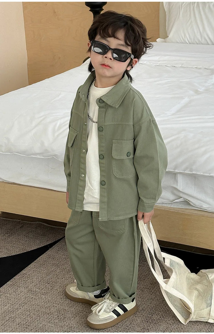 Boys' suit 2025 autumn new fashionable top pants sports casual workwear  children's clothing jacket