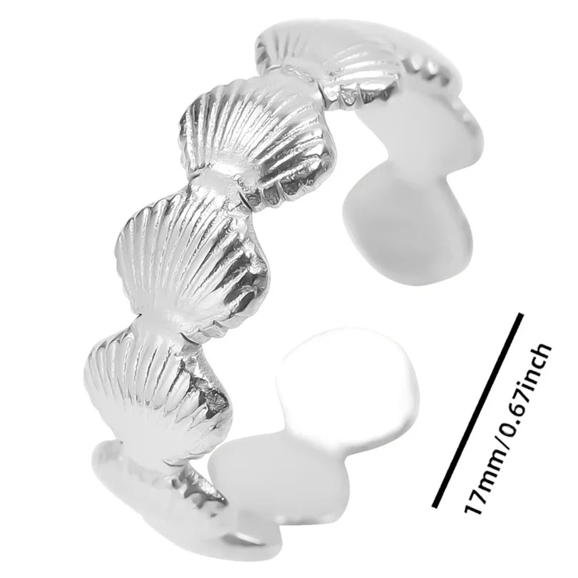 Fashion 5pcs/lot Marine Jewelry Sea Animals Conch Starfish Shell Rings Stainless Steel Rings Jellyfish Scallop Oceans Women Gift